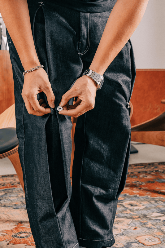 Denim Pleated Loop Pants