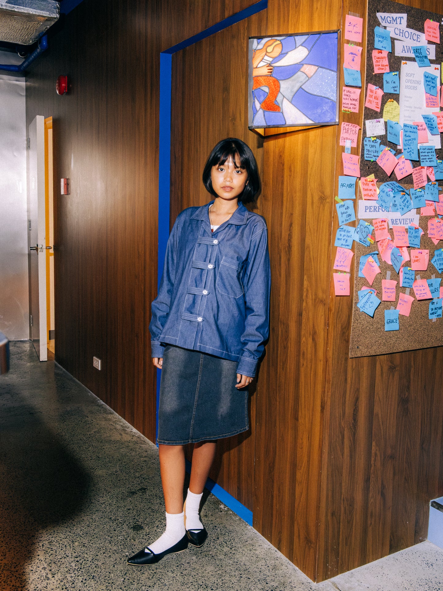 Chambray Long Sleeve Button Loop
