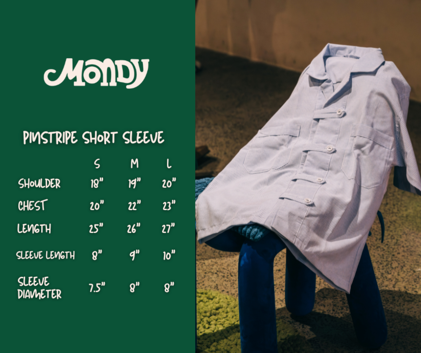 Pinstripe Short Sleeve Button Loop