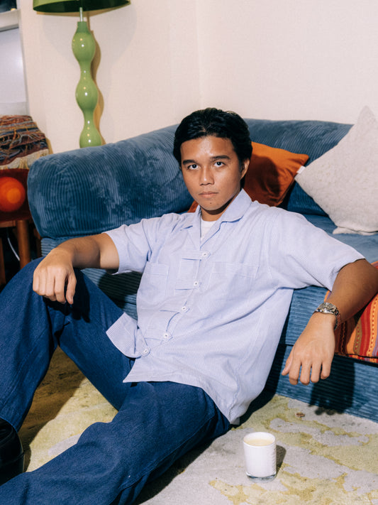 Pinstripe Short Sleeve Button Loop
