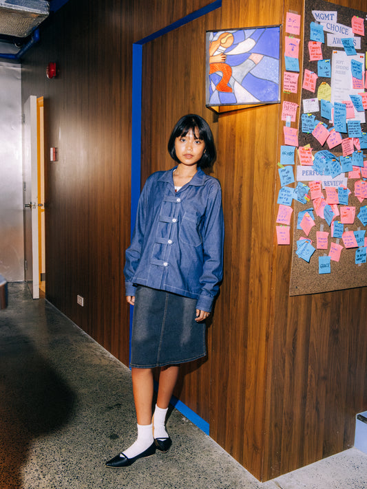 Chambray Long Sleeve Button Loop