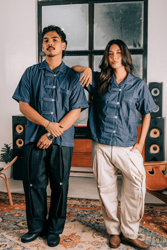 Chambray Short Sleeve Button Loop